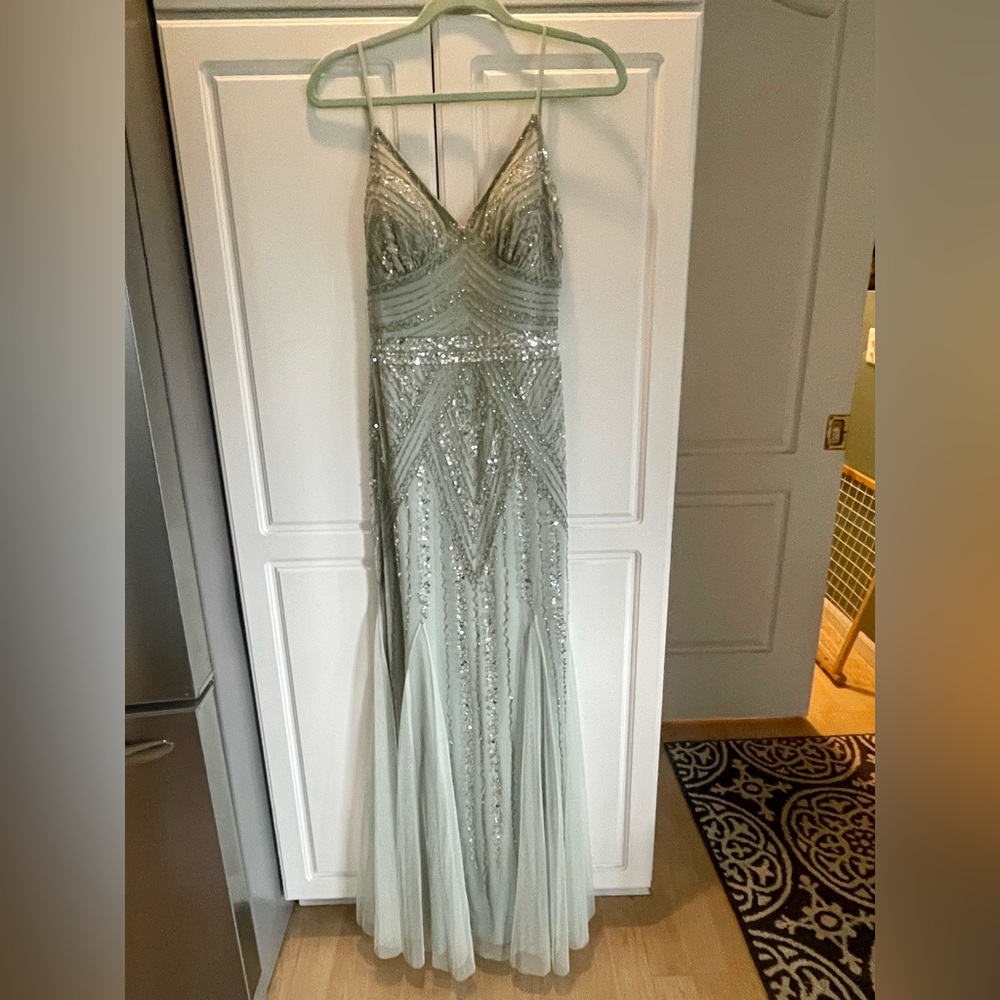 Jump Apparel floor-length sequin gown in sage